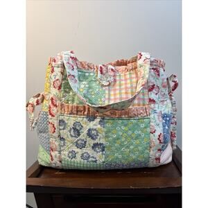 Handmade Patchwork Quilted Bag Vtg Repro 30s-40s Fabrics Cottagecore Prairie